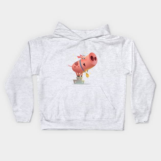 Piggy winner Kids Hoodie by Baydaku